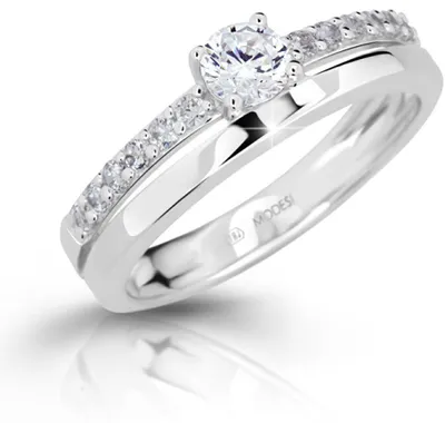 Produktbild von Eleganter Ring mit Zirkoniasteinen M11102 - Umfang: 52 mm