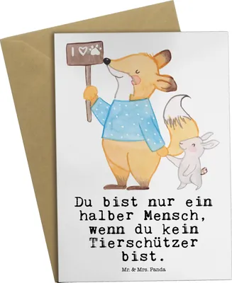 Produktbild von Mr. & Mrs. Panda Glückwunschkarte Tierschützer Herz - Weiß - Geschenk, hochzeitskarten, weihnachtskarten, babykarte, einladungskarten, Motivkarte