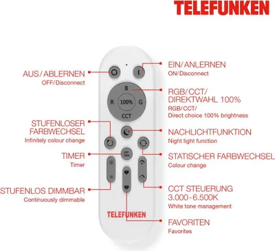 Produktbild von Fernbedienung CCT W weiß Kunststoff Telefunken