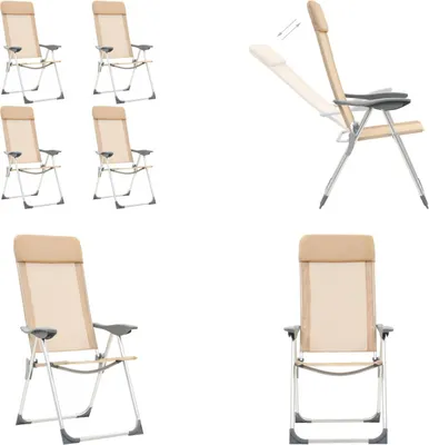 Produktbild von vidaXL Klappbare Campingstühle 4 Stk. Aluminium Creme - Campingstuhl - Campingstühle - Klappstuhl - Klappstühle