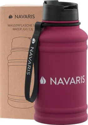 Produktbild von Navaris 1,3 Liter Fitness Trinkflasche - Flasche Gym Bottle - Sport Wasserflasche Water Jug - stabile Sportflasche aus Edelstahl - BPA frei