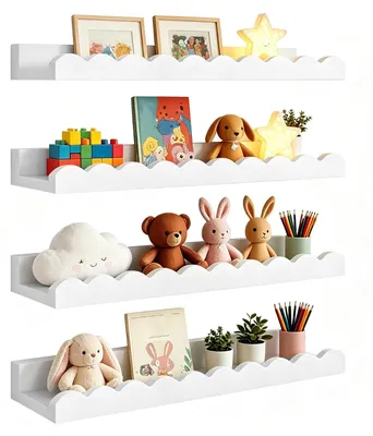 Image de Étagères murales pour chambre d'enfant, lot de 3, 40 cm, en bois, pour chambre d'enfant
