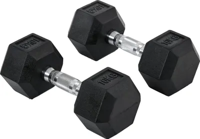 Produktbild von Hexagon Hanteln, 2er Set Hanteln mit gerändeltem Griff, Kurzhantelset aus Gusseisen, 2 x 10 kg, Kurzhanteln für Männer Frauen, Zuhause, Fitnessstudio, Krafttraining