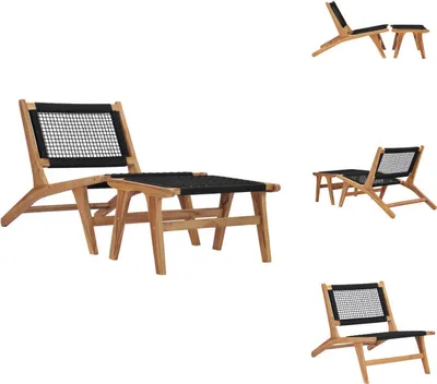 Produktbild von vidaXL Sonnenliege mit Fußablage Massivholz Teak und Seil -  Sonnenliegen
