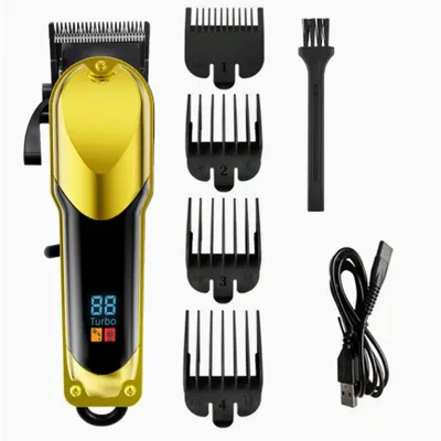 Produktbild von USB-Barbier-Haarschneidemaschine, wiederaufladbar, kabellos, LCD-Haarschneider, Haarschneidemaschine, Gold