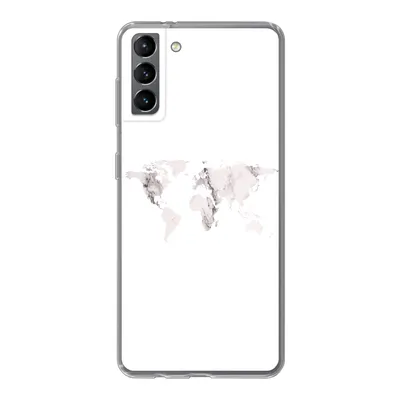 Produktbild von MuchoWow® Handyhülle Schutzhülle Hülle für Samsung Galaxy S21 Plus Weltkarte - Marmor - Weiß Silikon Softcase Handy Hülle - Handy-Tasche