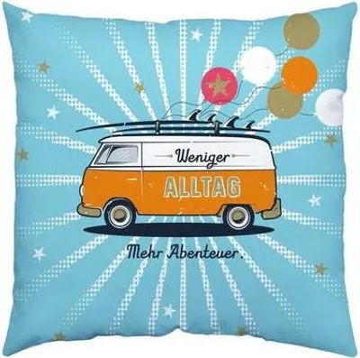 Produktbild von Sheepworld - 46425 - XL-Kissen "Weniger Alltag - Mehr Abenteuer." 50cm x 50cm