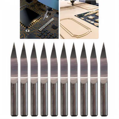 Produktbild von Solidchoice – Set mit 10 Hartmetall-Gravierstiften für CNC-Fräsen, geeignet für Leiterplatten