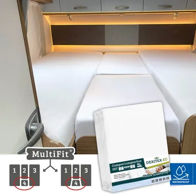 Image de Ensemble de draps-housses imperméables en molleton - 4 pièces avec matelas central - Blanc