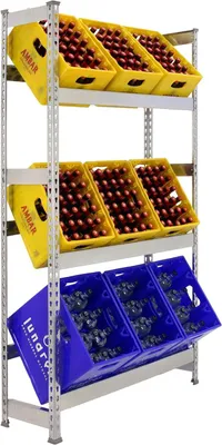 Produktbild von Getränkekistenregal, 3 Kästen, Flaschenregal, Getränkekistenhalter, Kistenregal, Antracite - Simonbottle