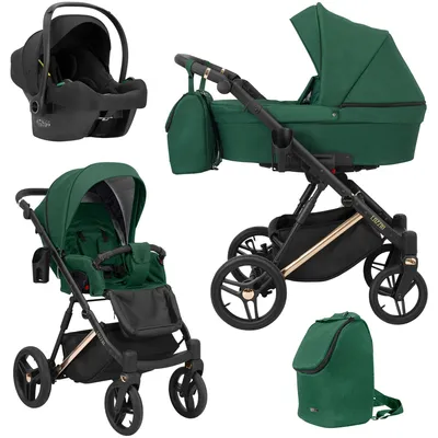 Produktbild von Kunert Lazzio Premium 3-in-1 Kombikinderwagen Grün mit Babyschale
