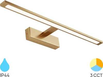 Produktbild von Braytron LED 12 Watt 60 Spiegelleuchte Badlampe 3CCT IP44 900 Lumen Wandlampe gold