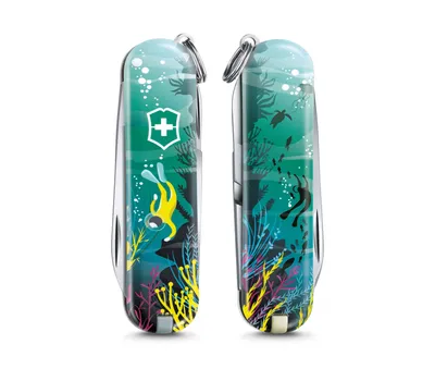Produktbild von Victorinox Classic LE 2020 "Deep Dive", Gleitgelenk-Messer, Multi-Tool-Messer, Spey-Punkt, Mehrfarbig, 7 Werkzeug, 5,8 cm