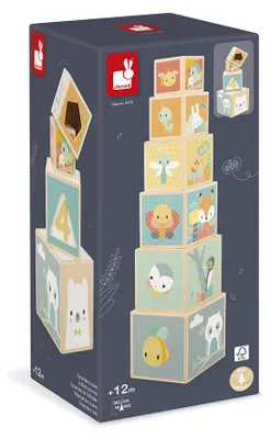 Immagine prodotto di Janod torre di blocchi di legno Pure - cubi impilabili con animali e numeri