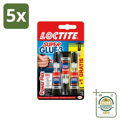 Produktbild von 5 x  Loctite Power Flex Sekundenkleber - 3 x 3 g - Vorratspackung - 5 Stücke