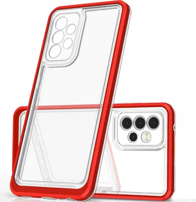 Productafbeelding van Transparante telefoonhoesje met frame voor de Samsung Galaxy A73, kleur: rood