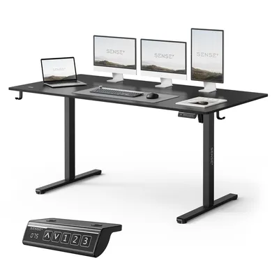 Productafbeelding van SENSE7 NOJO Light, verstelbaar bureau, 160x80 cm, elektrisch, met geheugenfunctie, ergonomisch, zwart, bureauframe, geschikt voor gaming