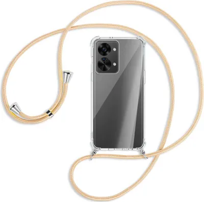 Produktbild von Handykette Backcover-Schutzhülle mit Band (Metall silberfarben) für OnePlus Nord 2T (CPH2399, 6.43'') - Goldkordel