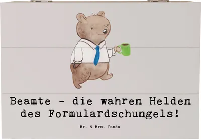 Produktbild von Mr. & Mrs. Panda Truhe Beamtin Heldin 22 x 15 cm - Grau Pastell - Geschenk, Berufsalltag, Helden, Anerkennung, Beruf, Kiste, fotobox, Box, Berufspassion, Humor, Spruch