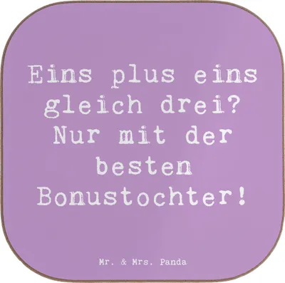 Produktbild von Mr. & Mrs. Panda Holzuntersetzer Spruch Beste Bonustochter - Lavendeltraum - Geschenk, Freude, Jubiläen, Tassenuntersetzer, Geschenke, Familie, Stieftochter, Glück, Liebe