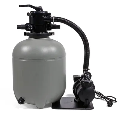 A sand filter and pump system for a swimming pool, shown against a white background.