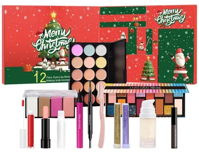 Zdjęcie produktu dla Kalendarz Adwentowy Make-up 12-częściowy Zestaw Świątecznych Produktów Beauty Kalendarz Odliczający na Pracę i Imprezy
