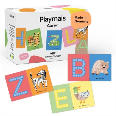 Produktbild von Playmais Classic ABC Bastelset 800 Teile inkl. Schwämmchen & Vorlagen, vegan