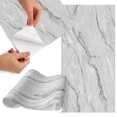 Produktbild von Möbelfolie 50x100 cm - Klebefolie Möbel - Selbstklebende Folie - Folie für Möbel - Möbelfolie Küche - Klebefolie Küche - Möbelfolie Schrank - Wasserdicht - Abwaschbar - Selbstklebend - Luftblasenfrei - Rückstandslos entfernbar - Marmor-Eleganz