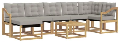Produktbild von vidaXL Outdoor-Sofagarnitur mit Kissen 8 pcs Weiß und Hellgrau