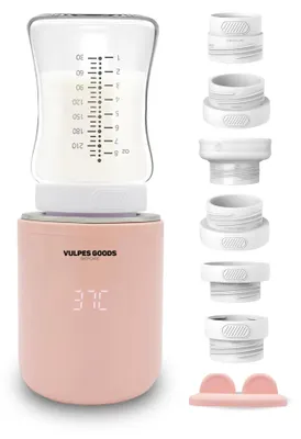 Image de Vulpes Goods Pro Max Tragbarer flaschenwärmer Baby Rosa|Wiederaufladbarer Babyflaschenwärmer mit 13.200 mAh Akku|Flaschenwärmer inklusive 6 Adaptern