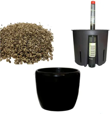 Produktbild von Set4 Blumentopf Venus schwarz 09/07 Ø 11.5cm Höhe 08cm+KT+WA+LZ