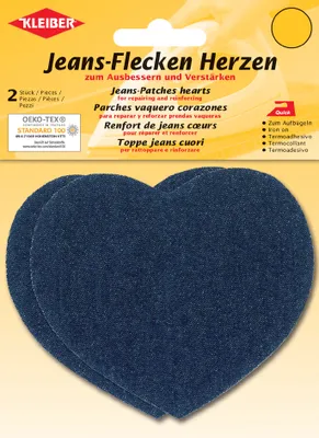 Image de KLEIBER Coeurs de jeans tachés 85 x 105 mm bleu foncé 2 pièces