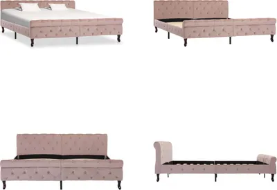 Image de vidaXL Cadre de lit rose velours 180x200 cm - Cadre de lit - Cadre de lit - Lit