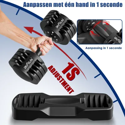 Immagine prodotto di Set di manubri regolabili da 2 x 12 kg - Manubri da fitness in ghisa nera