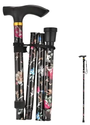 Imagen del producto de Bastón plegable para mujer, de color negro, ajustable y con diseño ergonómico