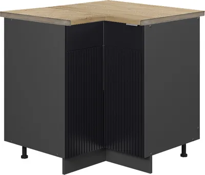 Produktbild von Eckunterschrank Vicco Fame-Line Schwarz gestreift 80.5 cm , AP Eiche, Model 50680