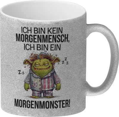 Produktbild von Verschlafenes Morgenmonster Glitzer-Kaffeebecher Monster
