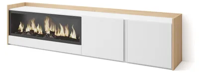 Immagine prodotto di Mobili TV effetto legno Bianco Rovere 212x35x50cm camino effetto fuoco