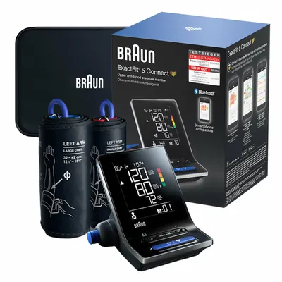 Produktbild von Braun BUA6350EU ExactFit, Blutdruckmessgerät, schwarz, Zwei Manschettengrößen