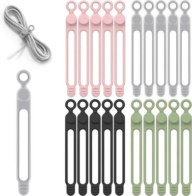 Produktbild von Silikon-Kabelbinder-Set - 20 Stück (4 Farben)