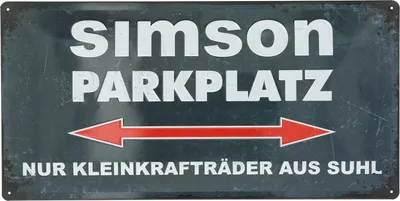 Produktbild von Blechschild "SIMSON-Parkplatz" 25x50 cm, grau/weiß