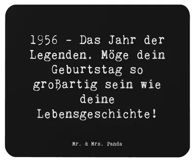 Produktbild von Mr. & Mrs. Panda Mauspad Spruch 1956 Geburtstag - Schwarz - Geschenk, Glückwunsch, Familie, mousematte, Happy Birthday, Mousepad, Mouse Pad, pc mausunterlage, Magie