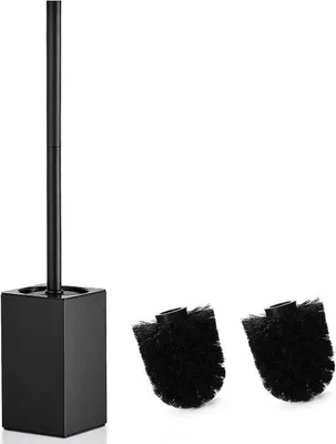 Produktbild von Toilettwergesetz, rostfreier Stahl, Toilettwerg mit 2 Bürstenköpfen, schnelles Trockendesign, schwarz