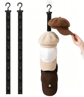 Hut-Organizer, 2 Stück, 72,5 cm, mit 8 Clips, Schwarz