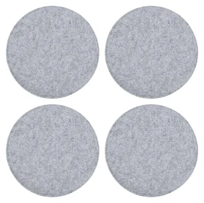 4er-Set runde Filz-Sitzkissen, hellgrau, 34 cm, Antirutsch-Noppen