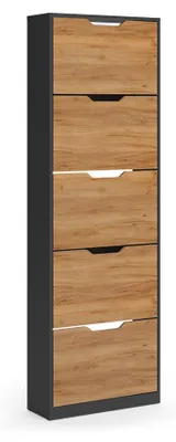 Produktbild von Schuhkipper Vicco Luca Anthrazit/Goldkraft Eiche 59 x 180.5 cm mit 5 Kippfächern, Model 61436