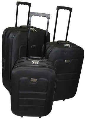 Produktbild von Linder Exclusiv Kofferset 3-teilig aus EVA-Polyester – 35, 55 und 80 Liter, Farbe:Schwarz
