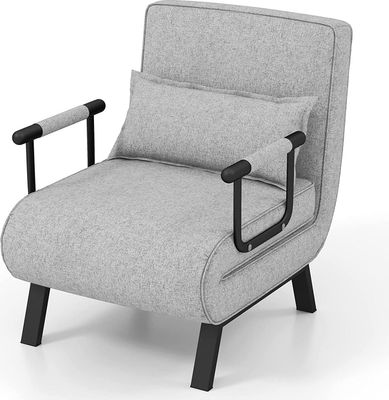 rozkładana sofa 4 w 1 z 6-stopniową regulacją oparcia, rozkładana sofa z funkcją spania, rozkładany fotel ze zdejmowaną poduszką i podłokietnikami, obciążenie do 150 kg, łóżko gościnne do salonu (jasnoszary)