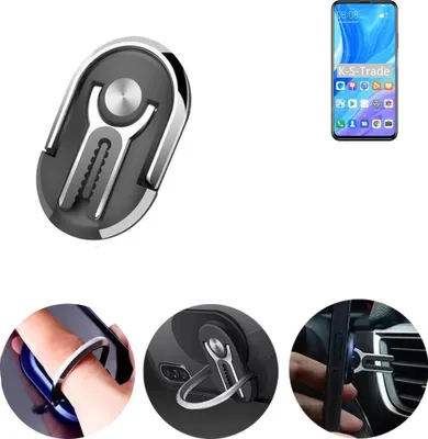 Produktbild von K-S-Trade 3in1 Smartphone-Ring Handy-Ring kompatibel mit Huawei Y9s Fingerhalterung  Handyring Tischständer Lüftungsgitter-Halterung Tisch Ständer
