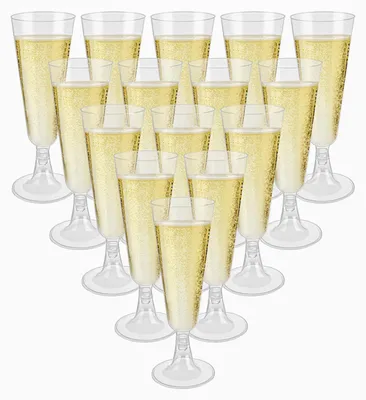 50 Kunststoff-Champagnergläser, 150 ml, transparent, für Feste